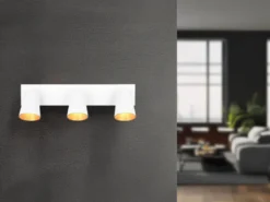LED Deckenstrahler Weiß Gold 3-flammig, Breite 46cm