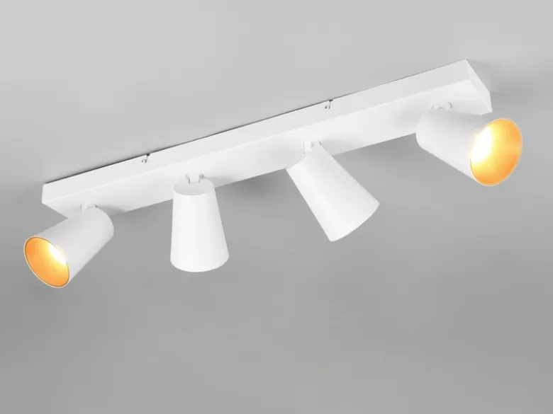 LED Deckenstrahler Weiß Gold 4-flammig, Breite 64cm