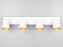 LED Deckenstrahler Weiß Gold 4-flammig, Breite 64cm