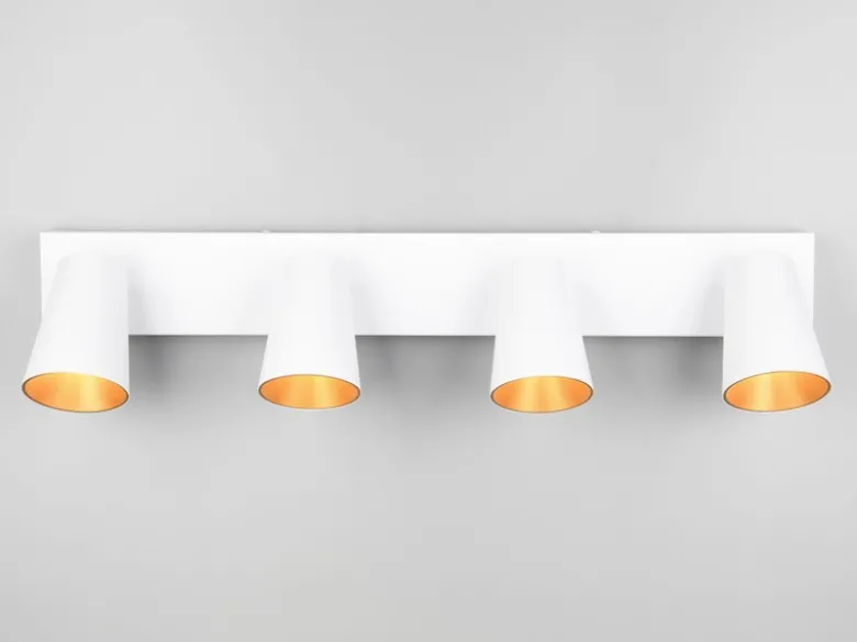 LED Deckenstrahler Weiß Gold 4-flammig, Breite 64cm