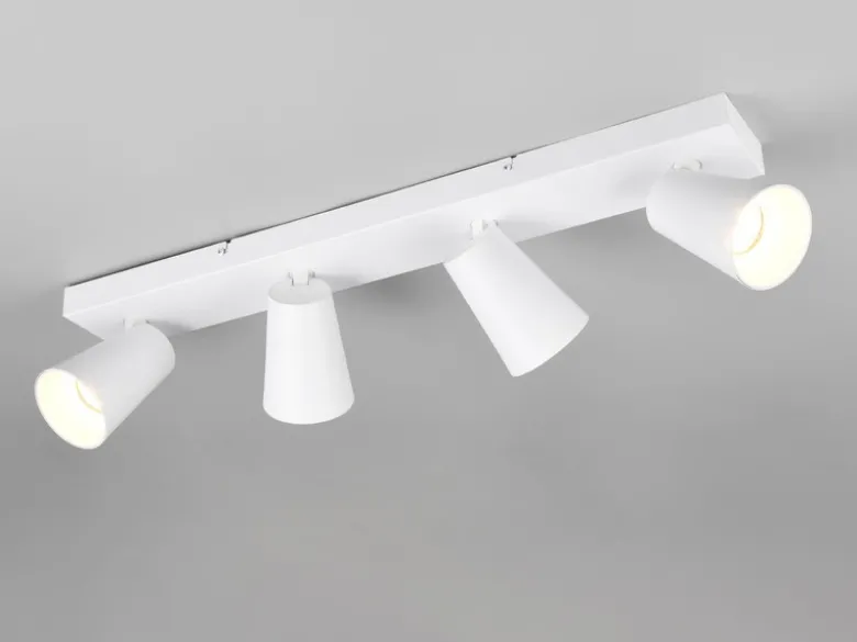 LED Deckenstrahler Weiß Gold 4-flammig, Breite 64cm