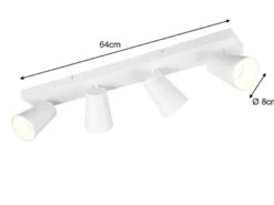 LED Deckenstrahler Weiß Gold 4-flammig, Breite 64cm