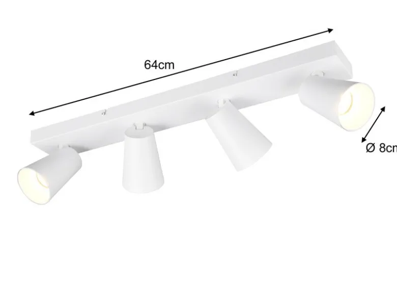 LED Deckenstrahler Weiß Gold 4-flammig, Breite 64cm
