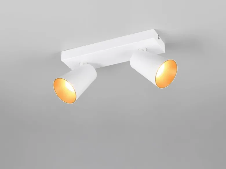 LED Deckenstrahler Weiß Gold 2-flammig, Breite 28cm