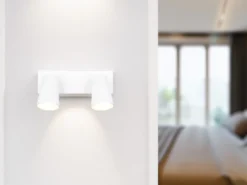 LED Deckenstrahler Weiß Gold 2-flammig, Breite 28cm