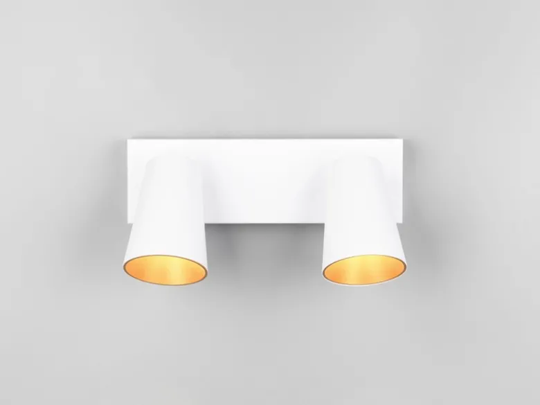 LED Deckenstrahler Weiß Gold 2-flammig, Breite 28cm