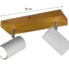 LED Deckenstrahler Weiß mit Holz 2-flammig, Breite 26cm