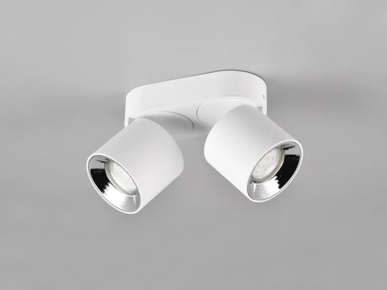 LED Deckenstrahler Weiß 2 Spots schwenkbar dimmbar, Breite 18cm