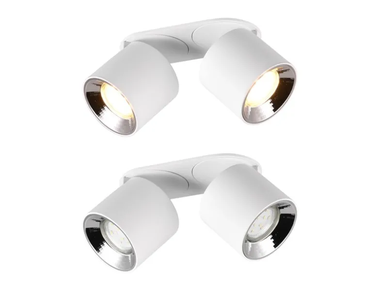 LED Deckenstrahler Weiß 2 Spots schwenkbar dimmbar, Breite 18cm