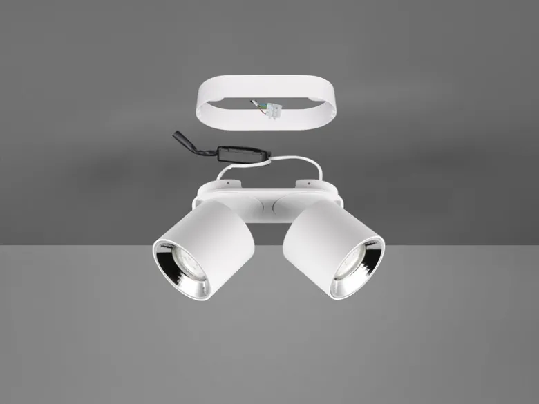 LED Deckenstrahler Weiß 2 Spots schwenkbar dimmbar, Breite 18cm