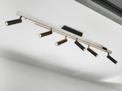LED Deckenstrahler ZENO ausziehbar, 6 Spots Schwarz Silber, max. Breite 180cm