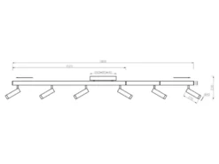 LED Deckenstrahler ZENO ausziehbar, 6 Spots Schwarz Silber, max. Breite 180cm