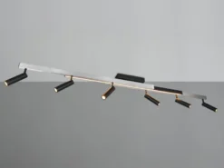 LED Deckenstrahler ZENO ausziehbar, 6 Spots Schwarz Silber, max. Breite 180cm