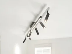 LED Deckenstrahler ZENO ausziehbar, 6 Spots Schwarz Silber, max. Breite 180cm