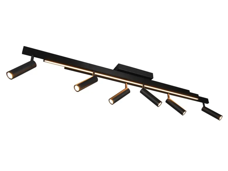 LED Deckenstrahler ZENO ausziehbar mit 6 Spots Schwarz, max. Breite 180cm