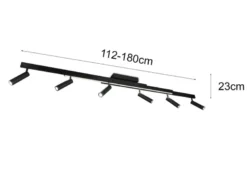 LED Deckenstrahler ZENO ausziehbar mit 6 Spots Schwarz, max. Breite 180cm
