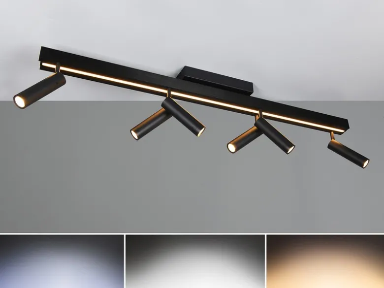 LED Deckenstrahler ZENO ausziehbar mit 6 Spots Schwarz, max. Breite 180cm