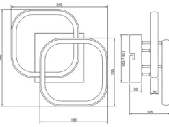 LED Decken- und Wandleuchte KASIA, 2 Quadrate Metall Weiß, Breite 26,5cm