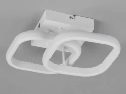 LED Decken- und Wandleuchte KASIA, 2 Quadrate Metall Weiß, Breite 26,5cm