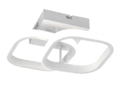 LED Decken- und Wandleuchte KASIA, 2 Quadrate Metall Weiß, Breite 26,5cm