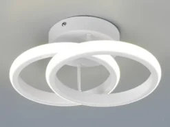 LED Decken- und Wandleuchte KASIA, zwei Ringe Metall Weiß, Breite 26,5cm