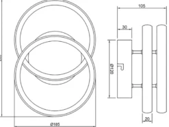 LED Decken- und Wandleuchte KASIA, zwei Ringe Metall Weiß, Breite 26,5cm
