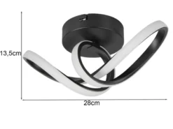 LED Decken- und Wandleuchte RUSA Metall in Schwarz, Breite 28cm