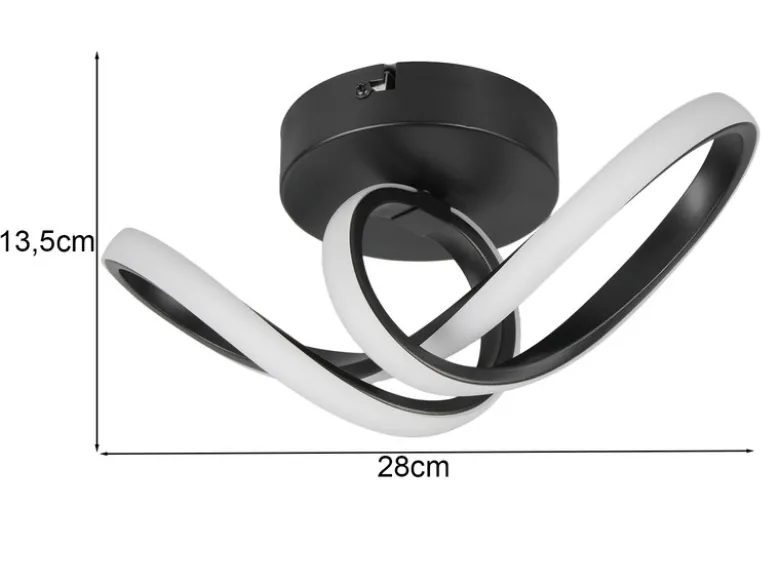 LED Decken- und Wandleuchte RUSA Metall in Schwarz, Breite 28cm