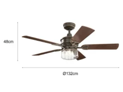 LED Deckenventilator mit Licht & Fernbedienung Feuchtraumgeeignet, Ø 132cm