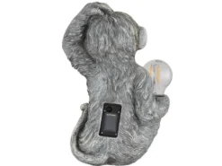 LED Deko Solarleuchte Affenlampe aus Kunststoff Grau, Höhe 27,5cm