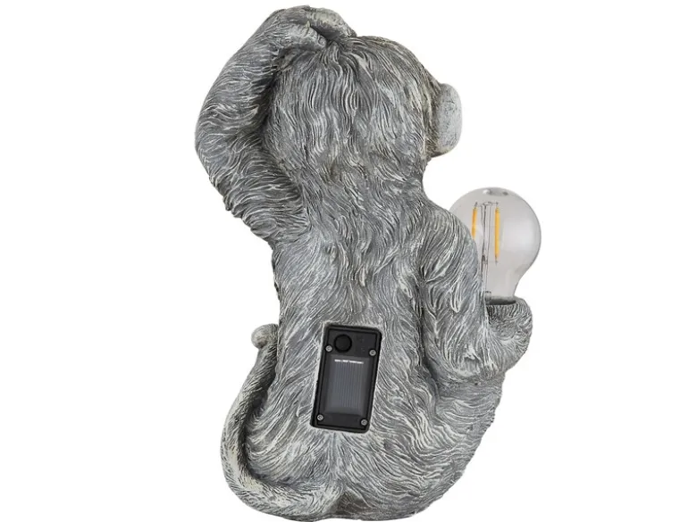 LED Deko Solarleuchte Affenlampe aus Kunststoff Grau, Höhe 27,5cm