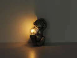 LED Deko Solarleuchte Affenlampe aus Kunststoff Grau, Höhe 27,5cm