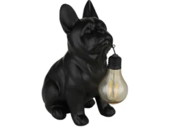 LED Deko Solarleuchte Hundelampe Bulldogge in Schwarz, H: 24,5cm