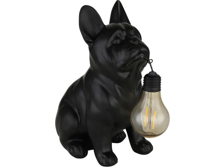 LED Deko Solarleuchte Hundelampe Bulldogge in Schwarz, H: 24,5cm