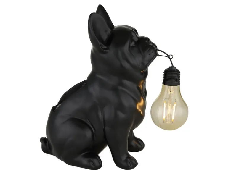 LED Deko Solarleuchte Hundelampe Bulldogge in Schwarz, H: 24,5cm