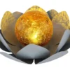 LED Deko Solarleuchte Seerose mit Cracklekugel, Grau Ø25cm