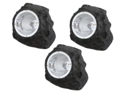 LED DEKO Solarsteine für den Garten & Außenbereich - 3er SET, grau