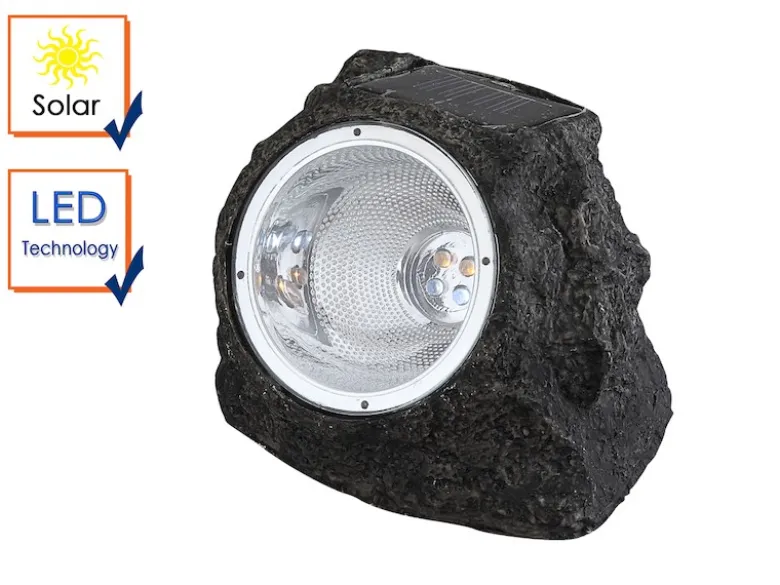 LED DEKO Solarsteine für den Garten & Außenbereich - 3er SET, grau
