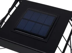 LED Deko Solar Wandleuchte für Pflanzen aus Stahl Gitter in Schwarz, Höhe 25,5cm