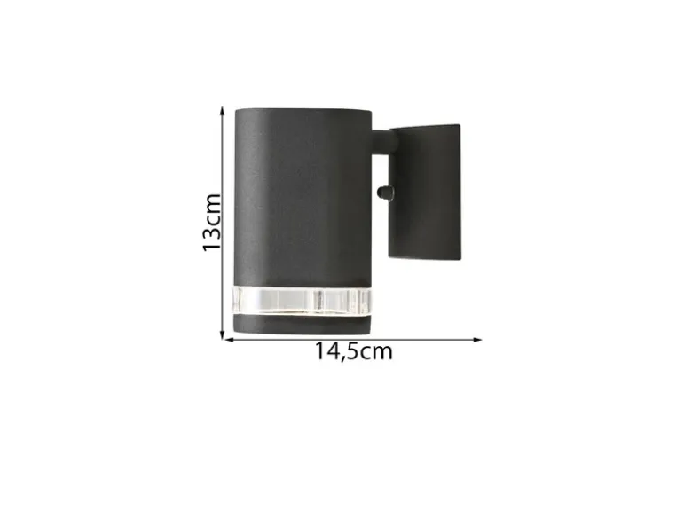 LED Design Außenwandleuchte Downlight aus Aluminium Höhe 13cm, Schwarz