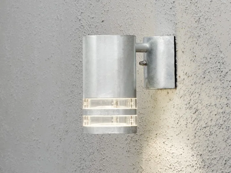 LED Design Außenwandleuchte Downlight aus Stahl Höhe 15,5cm, Silber