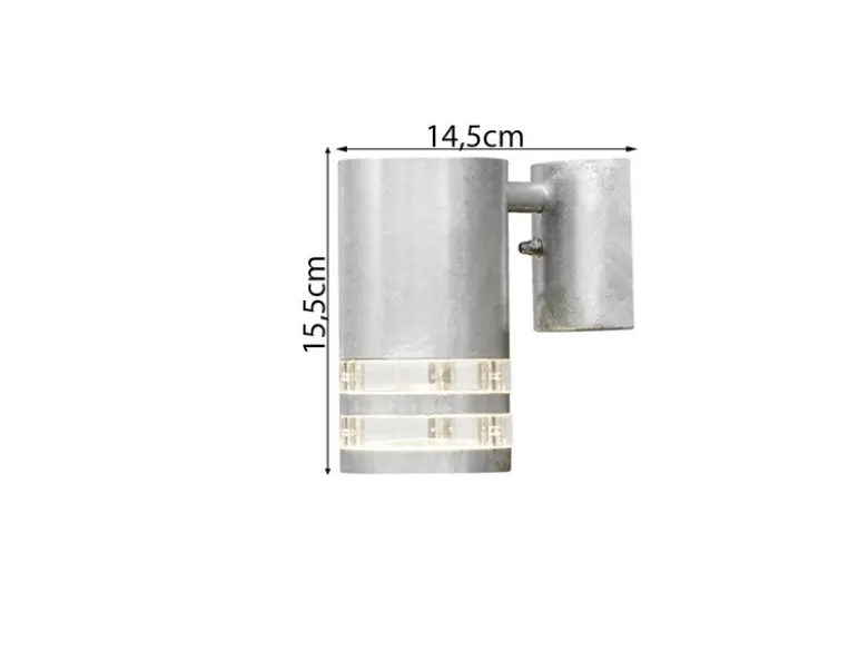 LED Design Außenwandleuchte Downlight aus Stahl Höhe 15,5cm, Silber