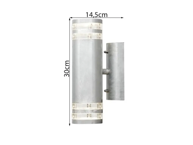 LED Design Außenwandleuchte Up-Down Höhe 30cm aus Stahl, Silber