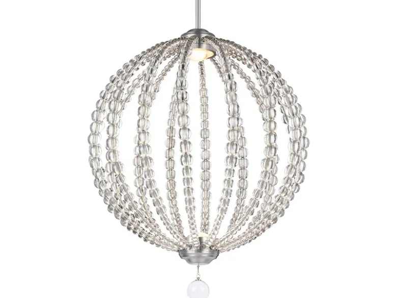 LED Designer Pendelleuchte Groß OBERLIN Kugel mit Perlen aus Kristallglas Ø 50cm