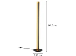LED Design Stehlampe TEXEL schmal stufenweise dimmbar Schwarz / Gold, H: 142,5cm