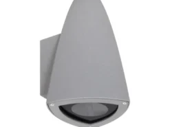 LED Downlight für Außenbereich, Außenwandleuchte Aluminium Grau, H: 18cm