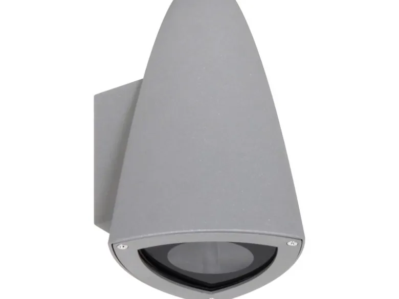 LED Downlight für Außenbereich, Außenwandleuchte Aluminium Grau, H: 18cm