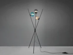 LED Dreibein Stehleuchte mit bunten Glaskugeln, Höhe 156cm