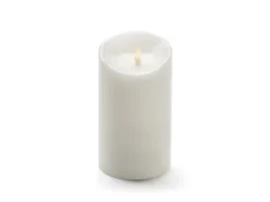 LED Echtwachskerze mit 3D Flamme & Timer, Ø 10cm, Höhe 18cm, Batteriebetrieb