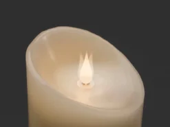 LED Echtwachskerze mit 3D Flamme & Timer, Ø 10cm, Höhe 18cm, Batteriebetrieb